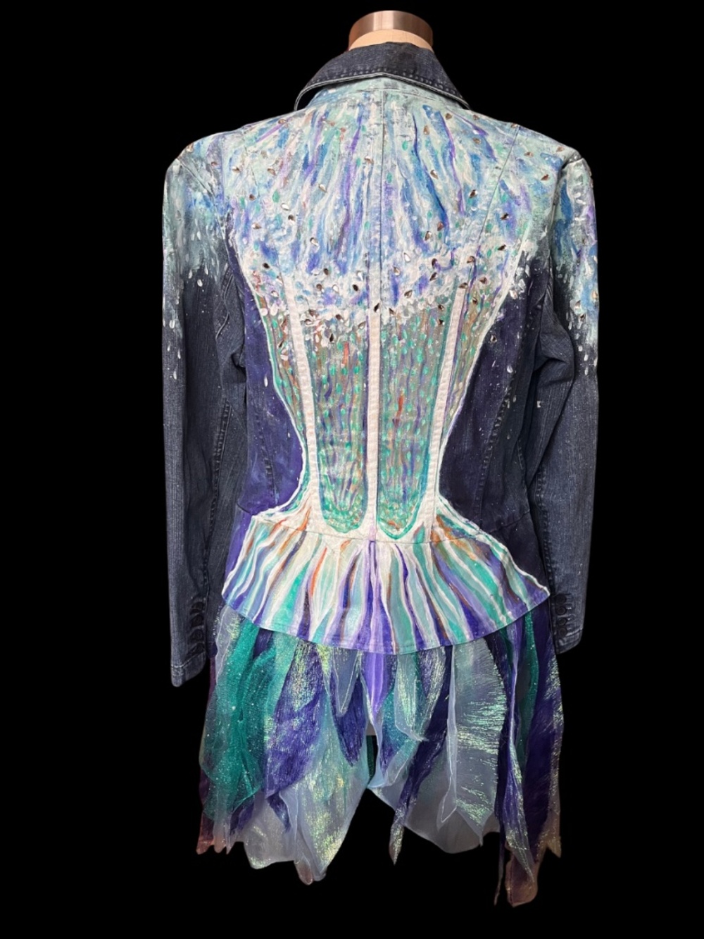 Custom Painted Talbot Stretch Mermaid Denim Jacket size 10
